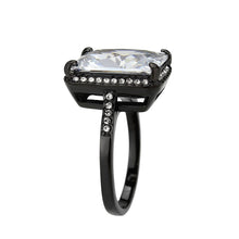 Load image into Gallery viewer, TK3794 - IP Black (Ion Plating) Stainless Steel Ring with AAA Grade CZ in Clear