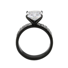 Load image into Gallery viewer, TK3795 - IP Black (Ion Plating) Stainless Steel Ring with AAA Grade CZ in Clear