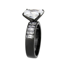 Load image into Gallery viewer, TK3795 - IP Black (Ion Plating) Stainless Steel Ring with AAA Grade CZ in Clear