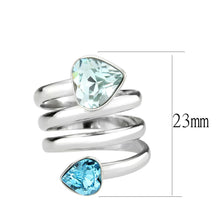 Load image into Gallery viewer, TK3806 - High polished (no plating) Stainless Steel Ring with Top Grade Crystal in SeaBlue