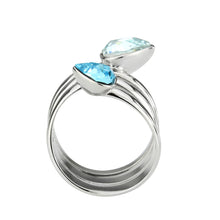 Load image into Gallery viewer, TK3806 - High polished (no plating) Stainless Steel Ring with Top Grade Crystal in SeaBlue