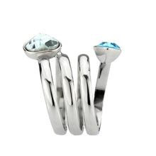 Load image into Gallery viewer, TK3806 - High polished (no plating) Stainless Steel Ring with Top Grade Crystal in SeaBlue