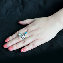 Load image into Gallery viewer, TK3806 - High polished (no plating) Stainless Steel Ring with Top Grade Crystal in SeaBlue