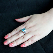 Load image into Gallery viewer, TK3807 - High polished (no plating) Stainless Steel Ring with Synthetic in SeaBlue