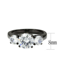 Load image into Gallery viewer, TK3809 - IP Black (Ion Plating) Stainless Steel Ring with AAA Grade CZ in Clear