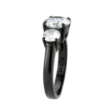 Load image into Gallery viewer, TK3809 - IP Black (Ion Plating) Stainless Steel Ring with AAA Grade CZ in Clear