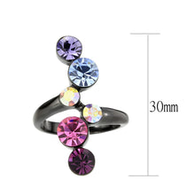 Load image into Gallery viewer, TK3810 - IP Black (Ion Plating) Stainless Steel Ring with Top Grade Crystal in MultiColor