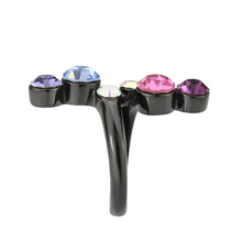 Load image into Gallery viewer, TK3810 - IP Black (Ion Plating) Stainless Steel Ring with Top Grade Crystal in MultiColor