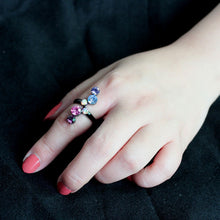 Load image into Gallery viewer, TK3810 - IP Black (Ion Plating) Stainless Steel Ring with Top Grade Crystal in MultiColor