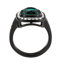 Load image into Gallery viewer, TK3812 - IP Black (Ion Plating) Stainless Steel Ring with Synthetic in Blue Zircon