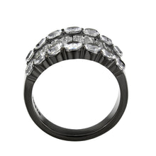 Load image into Gallery viewer, TK3813 - IP Black (Ion Plating) Stainless Steel Ring with AAA Grade CZ in Clear