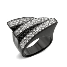 Load image into Gallery viewer, TK3814 - Two Tone IP Black (Ion Plating) Stainless Steel Ring with Top Grade Crystal in Clear