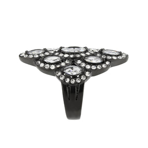 TK3816 - IP Black (Ion Plating) Stainless Steel Ring with AAA Grade CZ in Clear