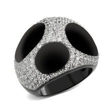 Load image into Gallery viewer, TK3818 - Two Tone IP Black (Ion Plating) Stainless Steel Ring with AAA Grade CZ in Clear