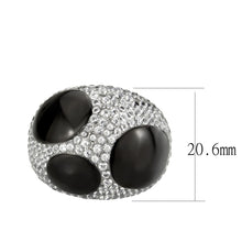 Load image into Gallery viewer, TK3818 - Two Tone IP Black (Ion Plating) Stainless Steel Ring with AAA Grade CZ in Clear