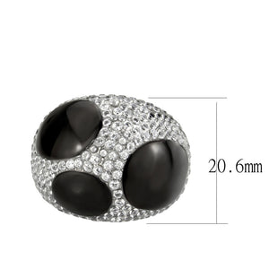 TK3818 - Two Tone IP Black (Ion Plating) Stainless Steel Ring with AAA Grade CZ in Clear