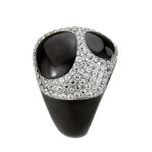 Load image into Gallery viewer, TK3818 - Two Tone IP Black (Ion Plating) Stainless Steel Ring with AAA Grade CZ in Clear