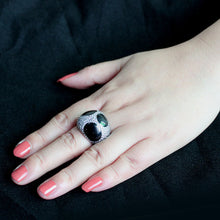 Load image into Gallery viewer, TK3818 - Two Tone IP Black (Ion Plating) Stainless Steel Ring with AAA Grade CZ in Clear