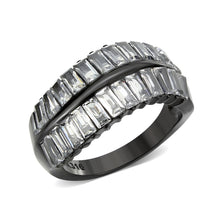 Load image into Gallery viewer, TK3819 - IP Black (Ion Plating) Stainless Steel Ring with AAA Grade CZ in Clear