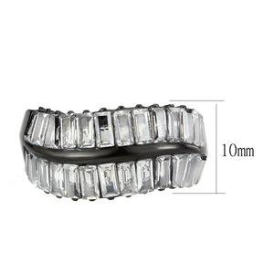 TK3819 - IP Black (Ion Plating) Stainless Steel Ring with AAA Grade CZ in Clear