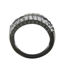 Load image into Gallery viewer, TK3819 - IP Black (Ion Plating) Stainless Steel Ring with AAA Grade CZ in Clear