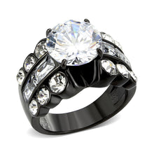 Load image into Gallery viewer, TK3820 - IP Black (Ion Plating) Stainless Steel Ring with AAA Grade CZ in Clear