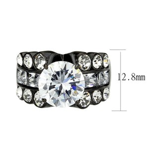 TK3820 - IP Black (Ion Plating) Stainless Steel Ring with AAA Grade CZ in Clear