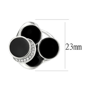 TK3821 - High polished (no plating) Stainless Steel Ring with AAA Grade CZ in Clear