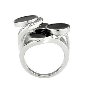 TK3821 - High polished (no plating) Stainless Steel Ring with AAA Grade CZ in Clear