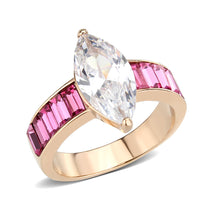 Load image into Gallery viewer, TK3825 - IP Rose Gold(Ion Plating) Stainless Steel Ring with AAA Grade CZ in Clear