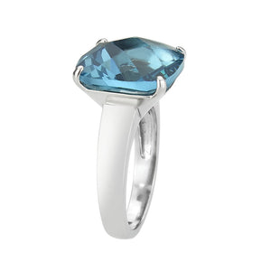 TK3830 - High polished (no plating) Stainless Steel Ring with Synthetic in SeaBlue