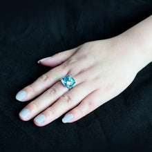 Load image into Gallery viewer, TK3830 - High polished (no plating) Stainless Steel Ring with Synthetic in SeaBlue