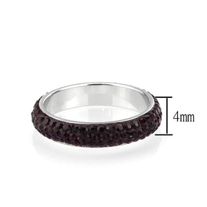 TK3837 - High polished (no plating) Stainless Steel Ring with Top Grade Crystal  in Amethyst(204)