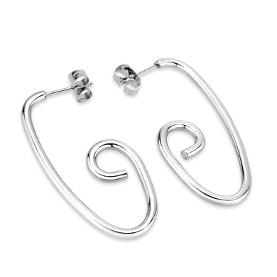 TK3843 - High Polished Minimalist Stainless Steel Earrings