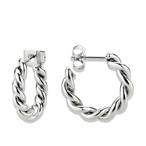 TK3845 - High Polished Minimalist Stainless Steel Earrings