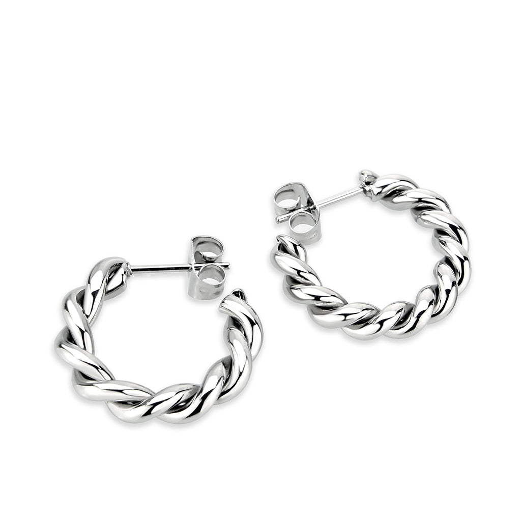 TK3845 - High Polished Minimalist Stainless Steel Earrings