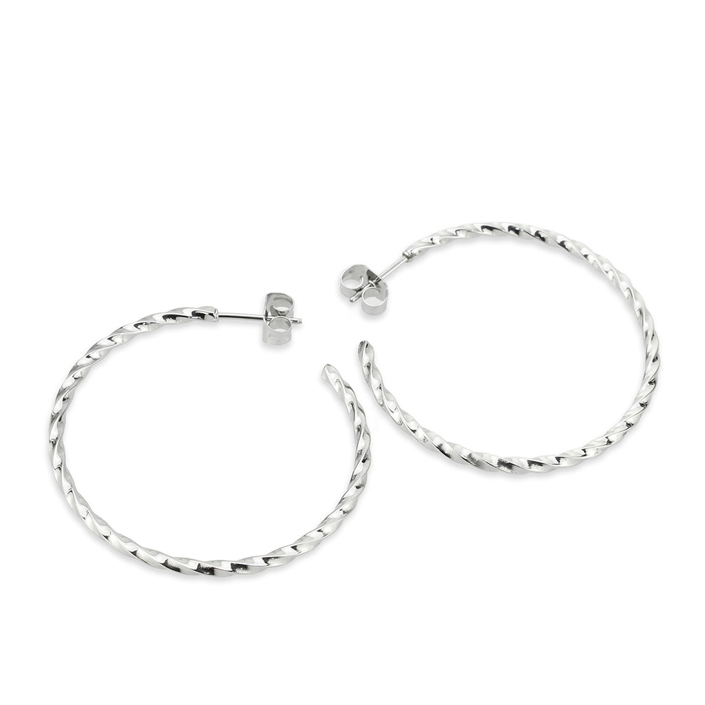 TK3852 - High Polished Minimalist Stainless Steel Earrings