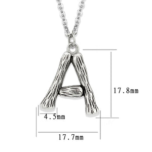 TK3853A High Polished Stainless Steel Chain Initial Pendant - Letter A