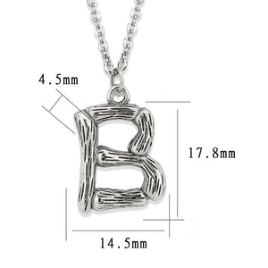 TK3853B High Polished Stainless Steel Chain Initial Pendant - Letter B