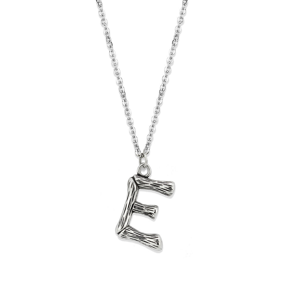 TK3853E High Polished Stainless Steel Chain Initial Pendant - Letter E