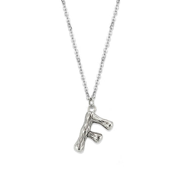 TK3853F High Polished Stainless Steel Chain Initial Pendant - Letter F