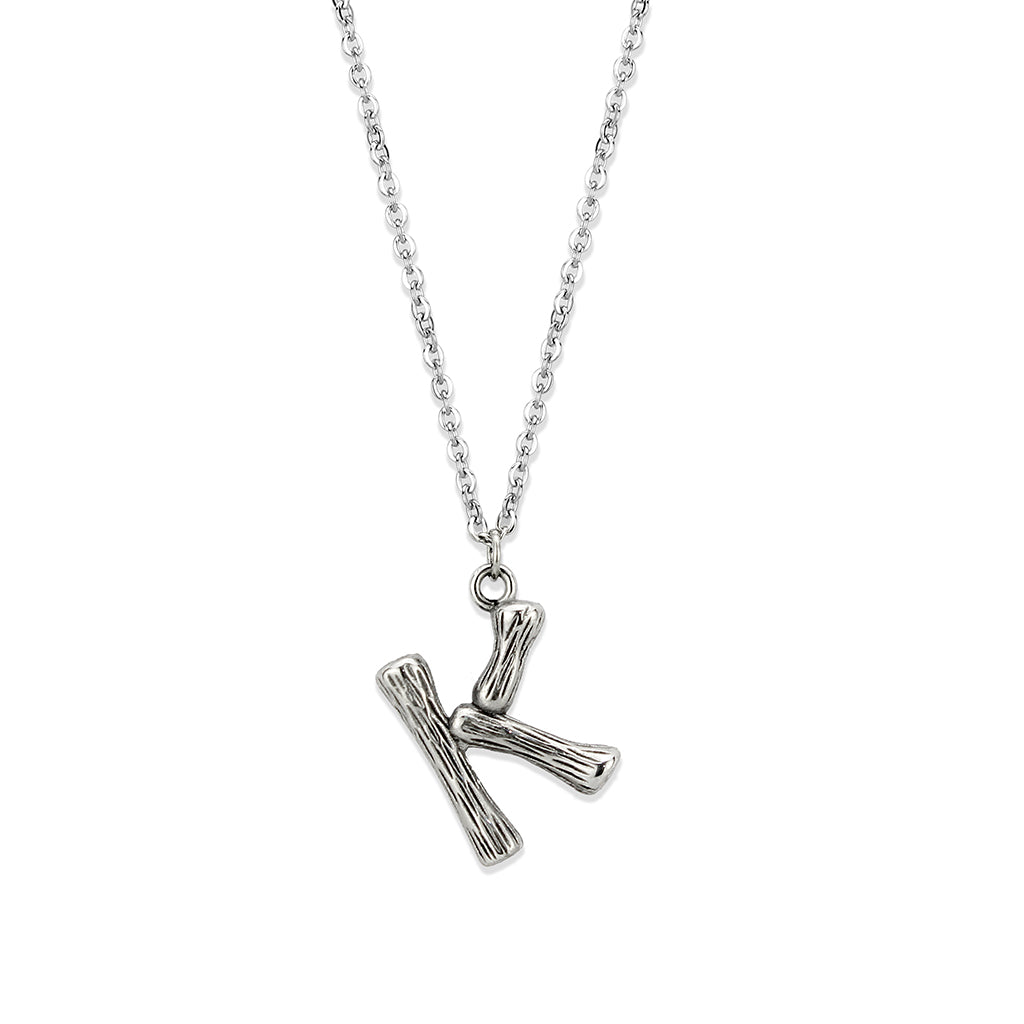 TK3853K High Polished Stainless Steel Chain Initial Pendant - Letter K