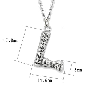 TK3853L High Polished Stainless Steel Chain Initial Pendant - Letter L