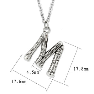 TK3853M High Polished Stainless Steel Chain Initial Pendant - Letter M