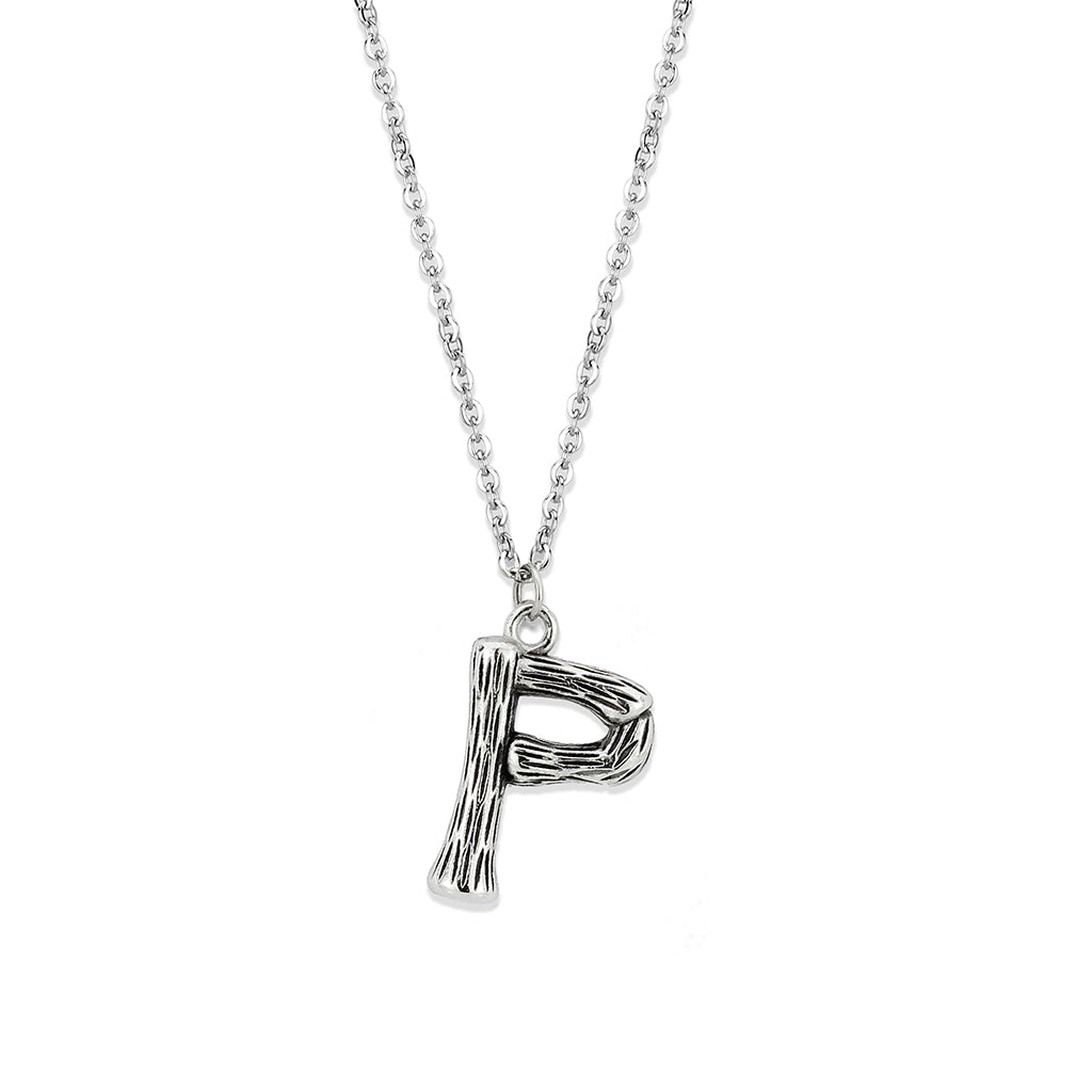 TK3853P High Polished Stainless Steel Chain Initial Pendant - Letter P