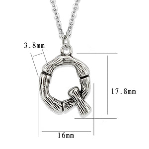 TK3853Q High Polished Stainless Steel Chain Initial Pendant - Letter Q