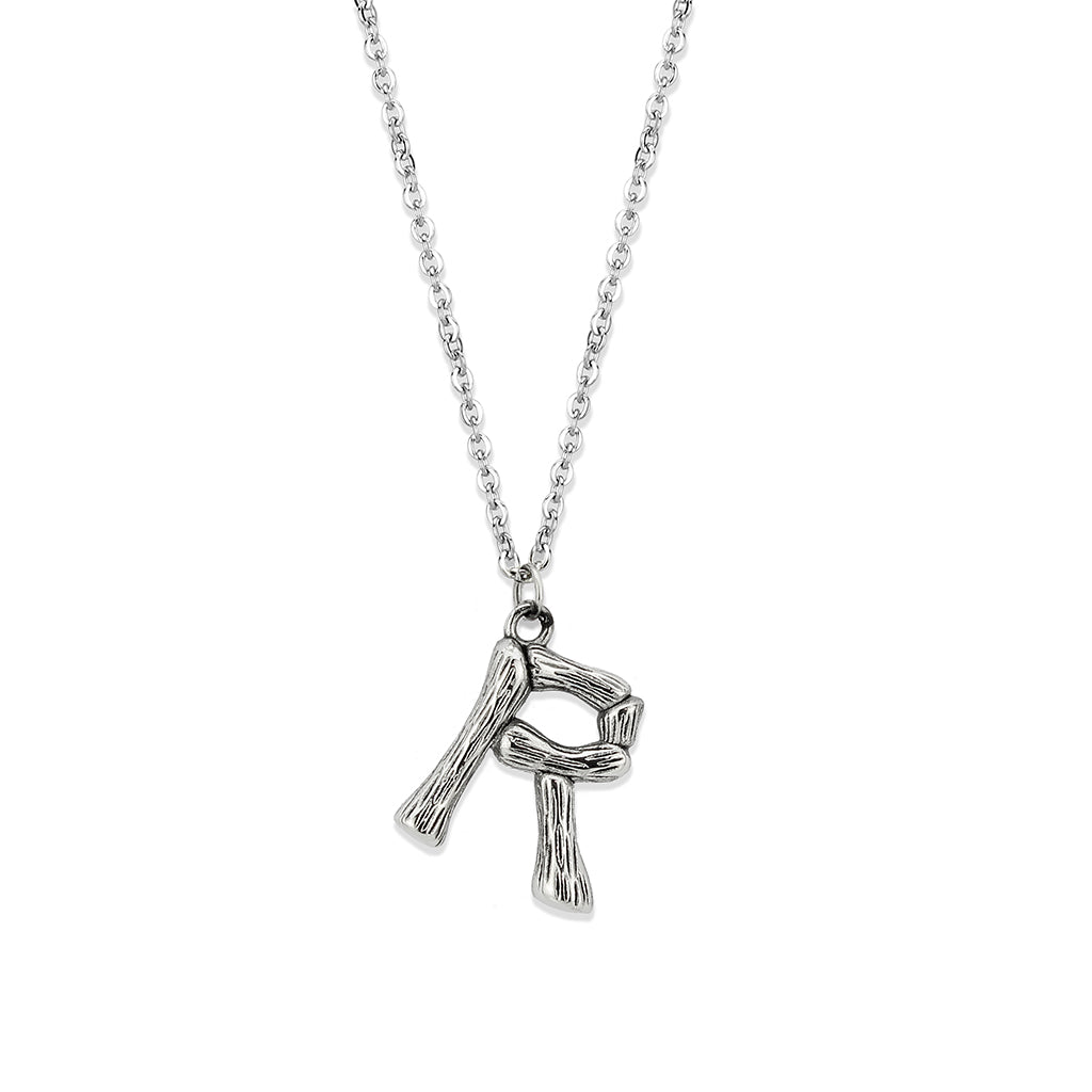 TK3853R High Polished Stainless Steel Chain Initial Pendant - Letter R