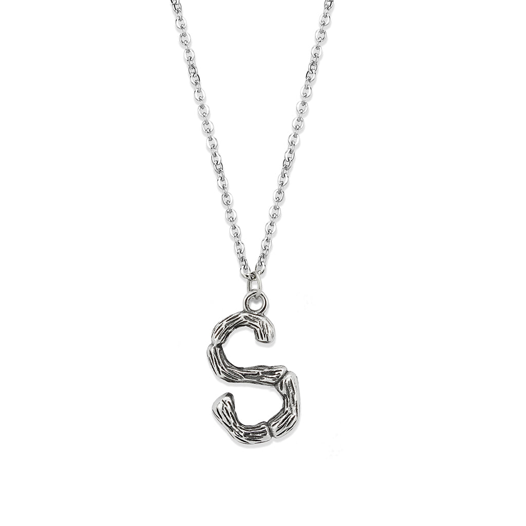 TK3853S High Polished Stainless Steel Chain Initial Pendant - Letter S