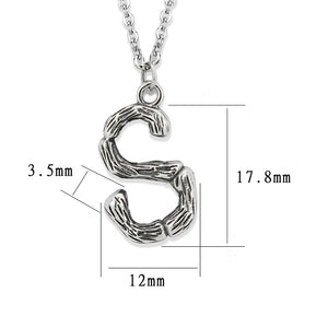 TK3853S High Polished Stainless Steel Chain Initial Pendant - Letter S