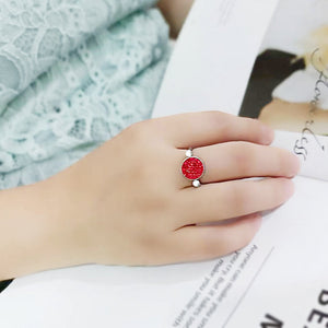 TK385401 - High polished (no plating) Stainless Steel Ring with Top Grade Crystal in Red Series